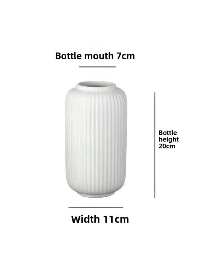 بتيمفم مزهرية زهور خزفية بيضاء عصرية، مزهرية مزخرفة منقوشة لغرفة المعيشة، ديكور منزلي بسيط للزهور والنباتات الخضراء - Image 4