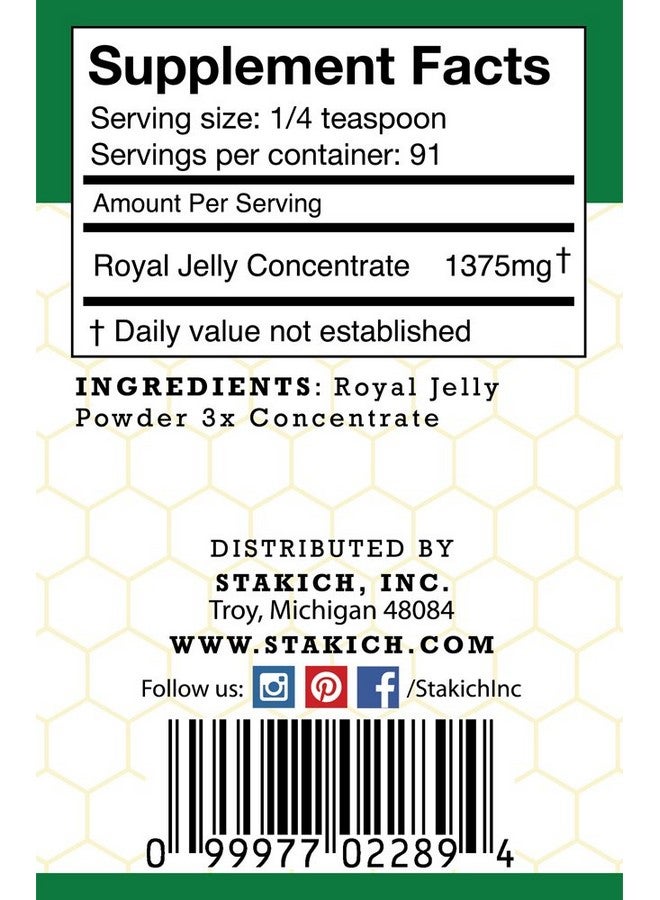 Stakich Royal Jelly Powder - 4 Ounce - 3X Concentrate - Freeze Dried, Pure, Natural - Image 2