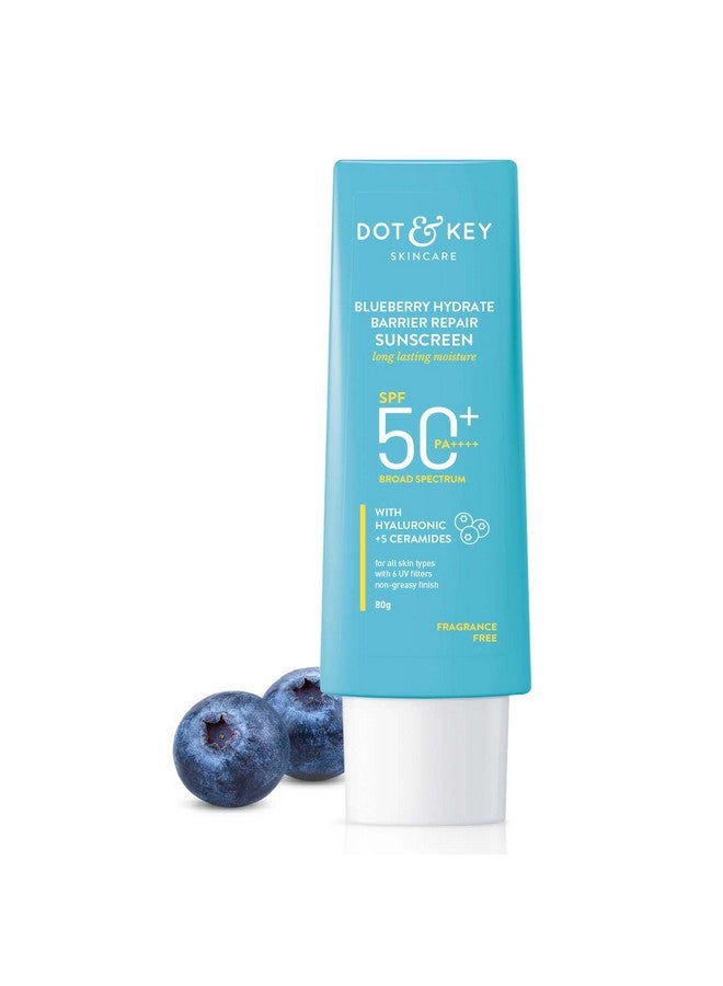 Dot & Key Blueberry Hydrate Barrier Repair Sunscreen SPF 50+, PA++++ | For Dry & Sensitive Skin | Non - Greasy Finish | No White Cast | UV & Blue Light Protection | Broad Spectrum| 80g - Image 1