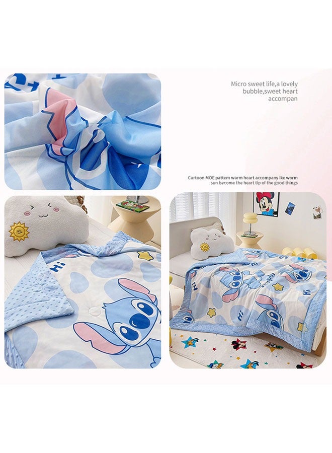 STITCH Stitch pattern children's special quilt cartoon print air conditioning quilt kindergarten nap quilt multi-functional children's quilt (size: 110cm × 150cm) - Image 3
