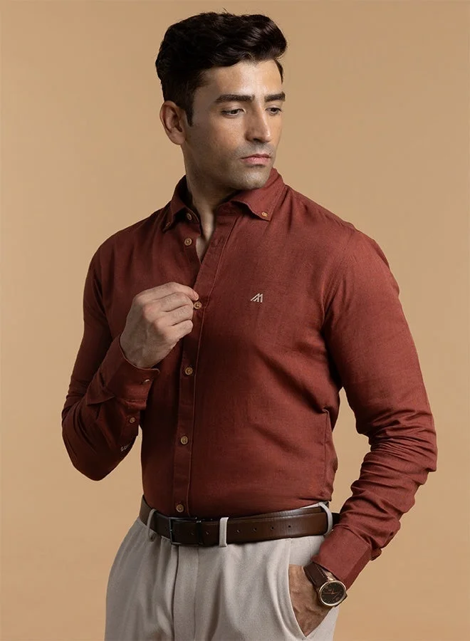 تكلف The Vibrant Pop Rust Red Linen Shirt with Bold Color Energy