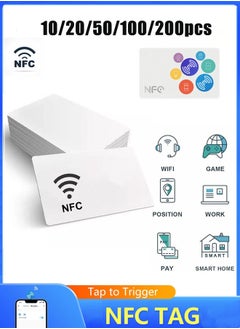 10/20/50/100/200Pcs NFC Tags NFC Cards NTAG215 Blank Printable NFC Card ISO Size PVC Cards NFC Chip Compatible with iPhone TagMo and All NFC Enabled Device