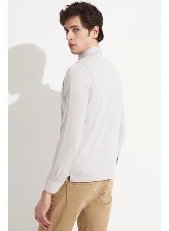 JUNE June Exclusive Men Slim Fit Long Sleeve T-Shirt Grey