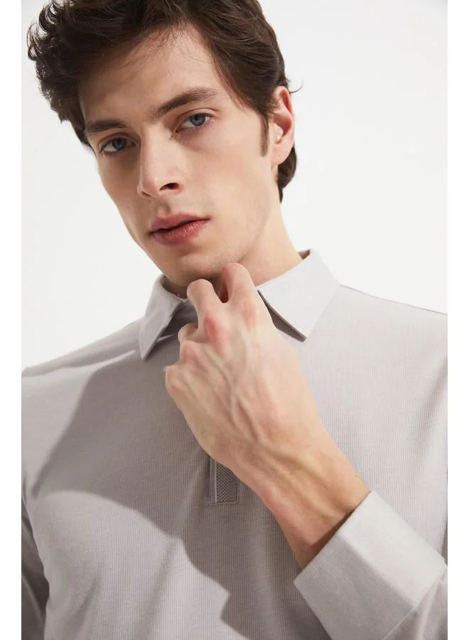 JUNE June Exclusive Men Slim Fit Long Sleeve T-Shirt Grey