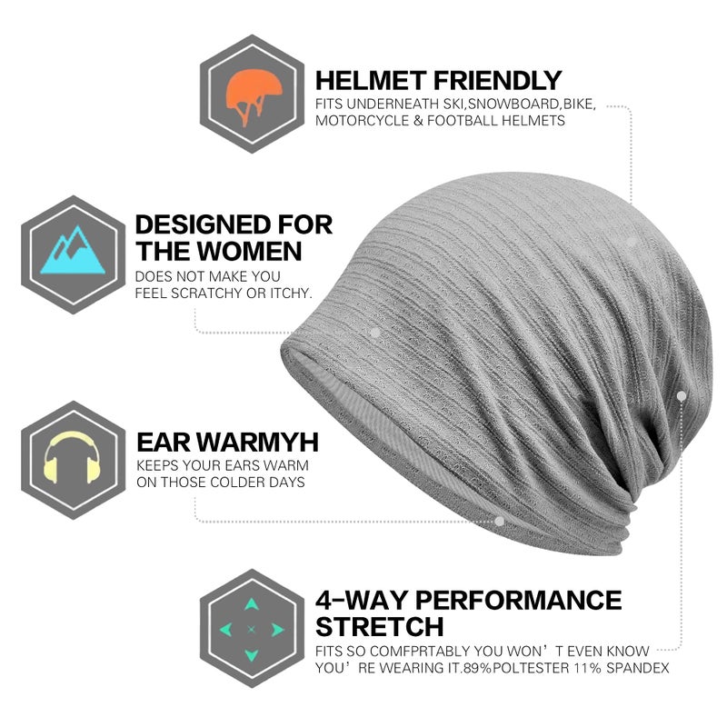 Ababalaya Women's Summer Beanie for Men Hat Boho Hats Adult Dwarf Hats Chemo Cap Cancer Headwear Caps Baggy Skull Sleep Cap Nightcap - Image 5