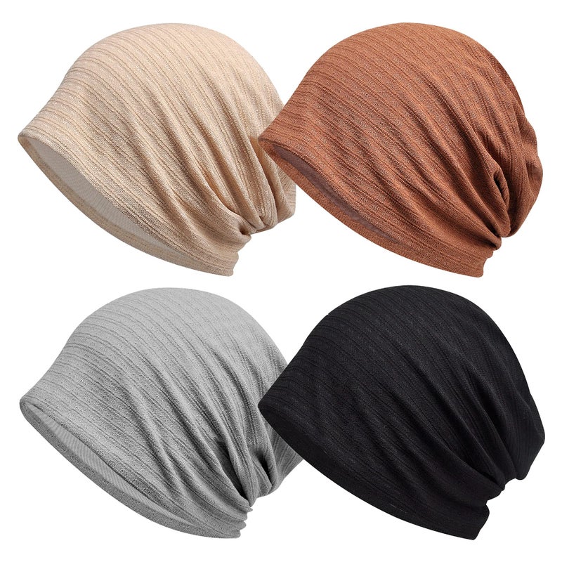 Ababalaya Women's Summer Beanie for Men Hat Boho Hats Adult Dwarf Hats Chemo Cap Cancer Headwear Caps Baggy Skull Sleep Cap Nightcap - Image 1