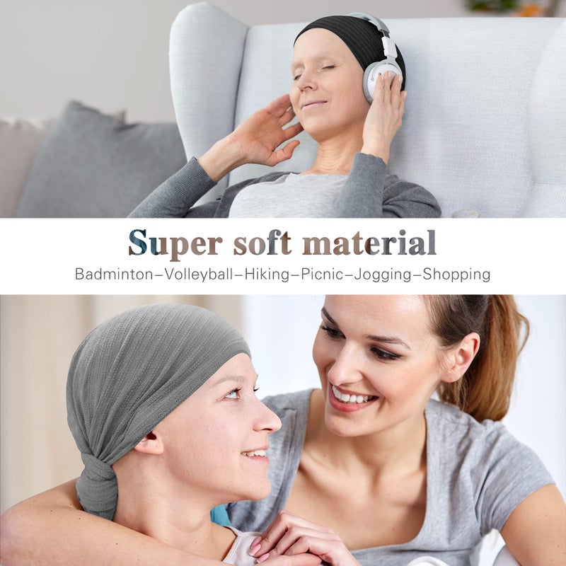 Ababalaya Women's Summer Beanie for Men Hat Boho Hats Adult Dwarf Hats Chemo Cap Cancer Headwear Caps Baggy Skull Sleep Cap Nightcap - Image 4