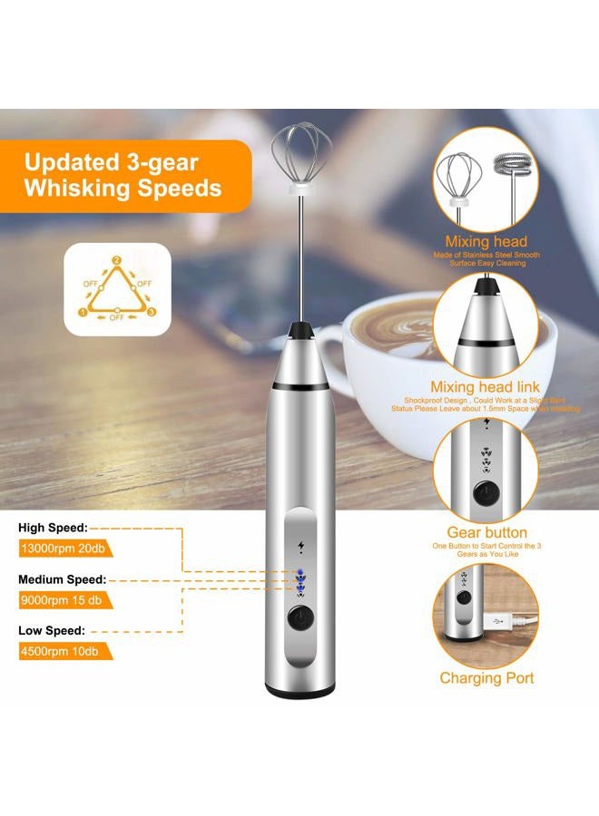 WOLFBOX خلاط حليب محمول، Gbivbe خلاط قابل لإعادة الشحن لمشروبات القهوة مع قوالب فنية، خلاط قهوة للكابتشينو، الشوكولاتة الساخنة، فريبي، الشوكولاتة الساخنة، خلاط بيض - Image 3