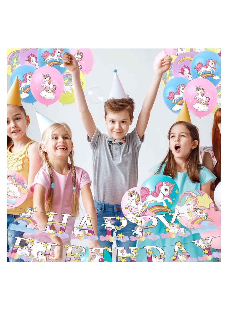 SOLARAE Unicorn Birthday Decorations Happy Party Balloons Banner Supplies Large Decor For Boys Men Kids Baby Shower - Image 2