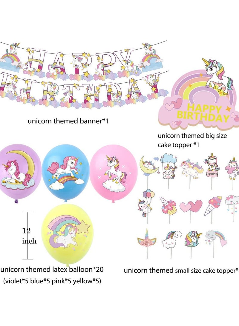 SOLARAE Unicorn Birthday Decorations Happy Party Balloons Banner Supplies Large Decor For Boys Men Kids Baby Shower - Image 3
