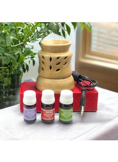 Oberlo Oberlo Cermic Electric Diffuser Pot with Aroma Oil RoseLemongrassLavendarAroma Oil Each 10 ml  - Image 2
