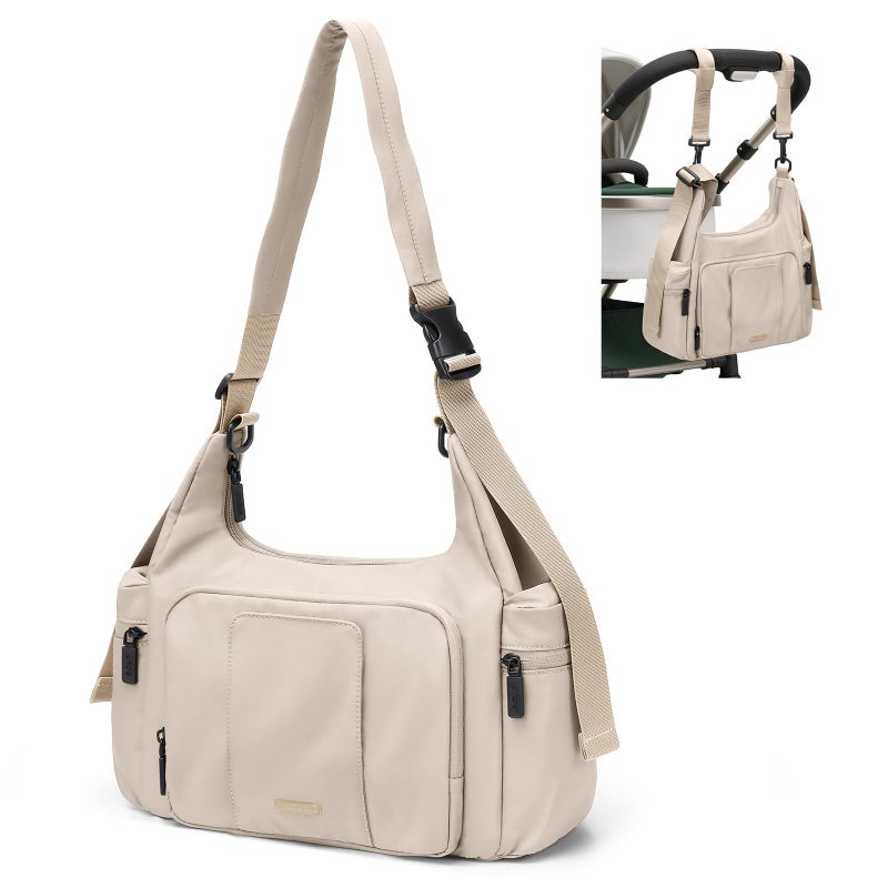 Golf Quality 14L Puffer Diaper Bag Tote  Large Capacity Travel Diaper Bags  Crossbody Hospital Bag For Mom  Apricot - Image 1
