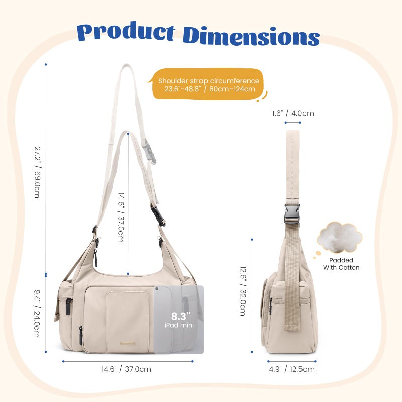 Golf Quality 14L Puffer Diaper Bag Tote  Large Capacity Travel Diaper Bags  Crossbody Hospital Bag For Mom  Apricot - Image 3