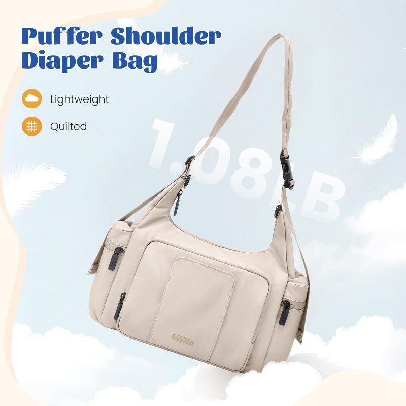 Golf Quality 14L Puffer Diaper Bag Tote  Large Capacity Travel Diaper Bags  Crossbody Hospital Bag For Mom  Apricot - Image 2
