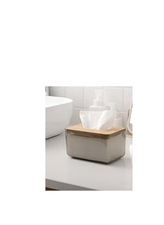 Generic Tissue Box  Clear Acrylic Rectangular Tissues Dispenser Box Dryer Sheet Wet Toilet Paper Tray with Bamboo Wood Lid,Tissue Organizer for Bathroom,Living Room,Bathroom  - Image 3
