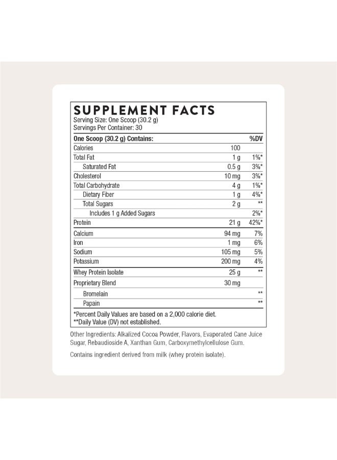 Thorne Whey Protein Isolate Chocolate Flavored 31.9 Oz (1.99 LB)  906 G Dietary Supplement - Image 2