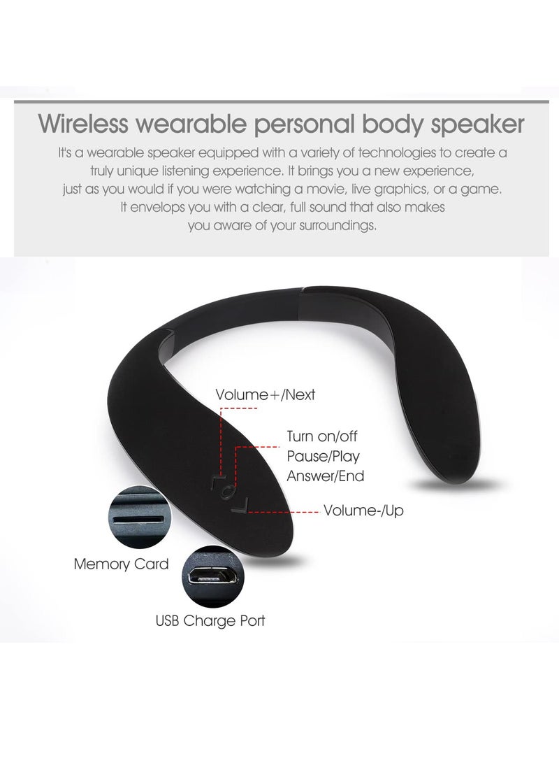 Wireless Neckband Bluetooth Speaker & Headphones - 3D Surround Sound for Gaming, Movies & Music with Built-in Microphone  - Image 5