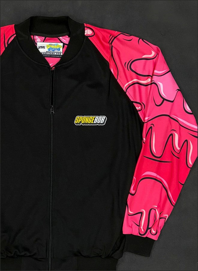 URBAN PITARA SpongeBob SquarePants Lightweight Bomber Jacket with Graphic Print and Embroidery - Image 3