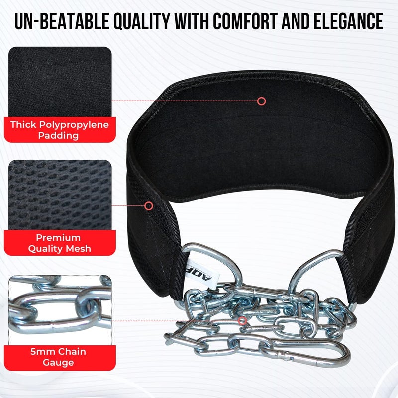 AQF Dip Belt for Weightlifting - Weight Belt with 36" Heavy Duty Steel Chain - Neoprene Padded Back Support Gym Lifting Belt for Powerlifting, Bodybuilding, Squat, Fitness & Pull up Training - Image 4