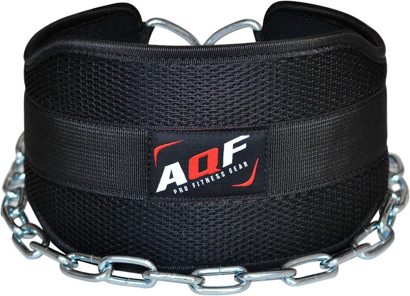 AQF Dip Belt for Weightlifting - Weight Belt with 36" Heavy Duty Steel Chain - Neoprene Padded Back Support Gym Lifting Belt for Powerlifting, Bodybuilding, Squat, Fitness & Pull up Training - Image 2
