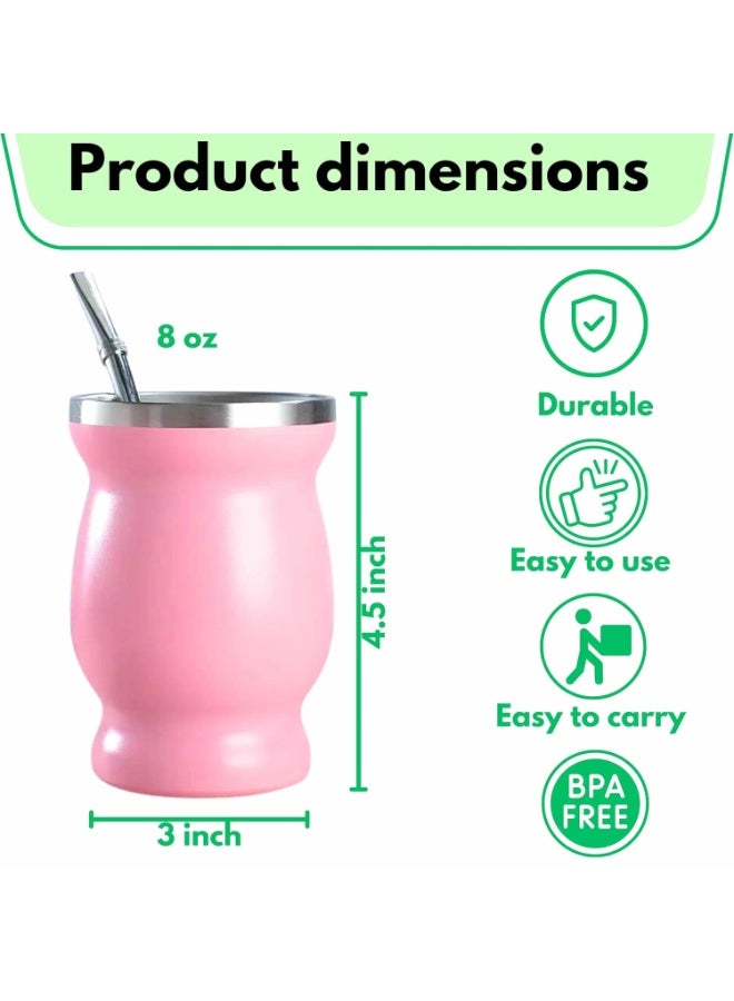2 Pcs Pink Color 230 ml Stainless Steel Tea Cup Double Walled Easy Wash Household Insulation Cup - Image 4