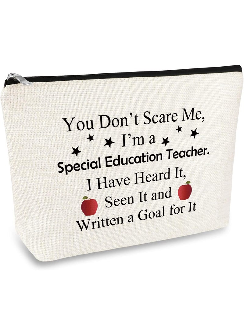 Mikela Special Education Appreciation Gift Makeup Bag Thank You Gift for Teacher ASL Disabler Autism Teacher Present Cosmetic Bag Christmas Retirement Teachers Day Present Zipper Travel Cosmetic Pouch 