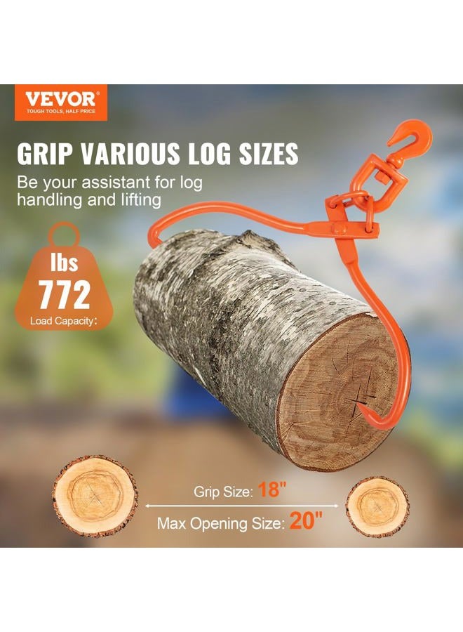 VEVOR , 18 inch 2 Claw, Heavy Duty Rotating Steel Lumber Skidding Tongs, 772 lbs/350 kg Loading Capacity Log Lifting, Handling, Dragging & Carrying Tool, Orange - Image 2