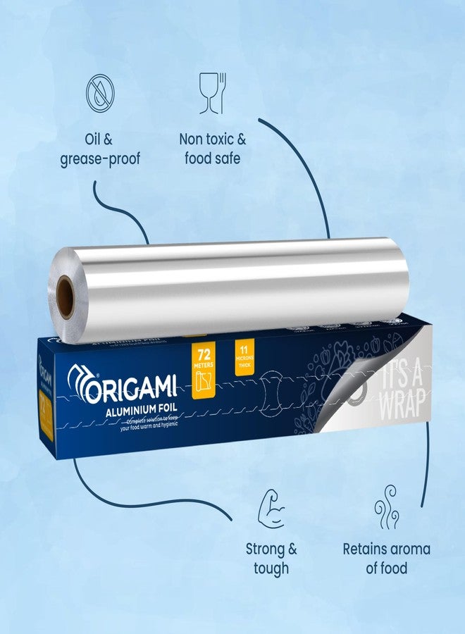 Origami Silver Aluminium Foil 72m with 11 Micron for Thickness | Keeps Warm and Hygienic | Ideal for Storing, Wrapping, and Serving - 725g - Image 3