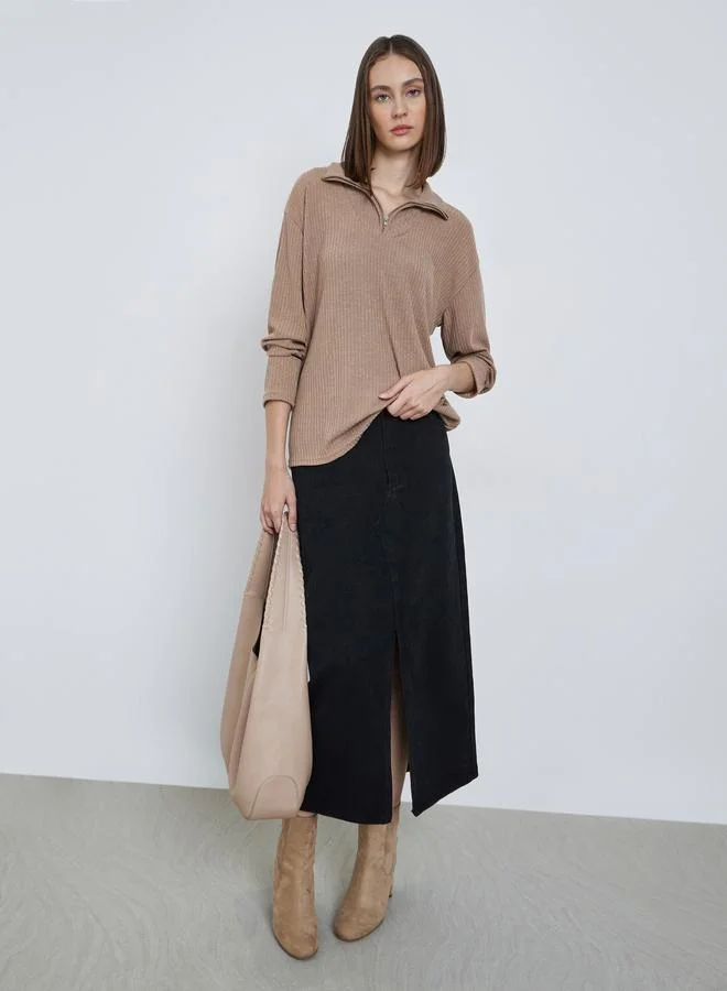 ستايلي سويت شيرت مضلع سادة