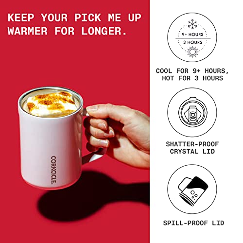 Corkcicle Origins Travel Coffee Mug - Triple Insulated Stainless Steel Cup with Handle for Tea, Hot Chocolate, Coffees, & More - Spill Proof, Reusable, Dishwasher Safe - Gloss White, 475ml/16oz - Image 2