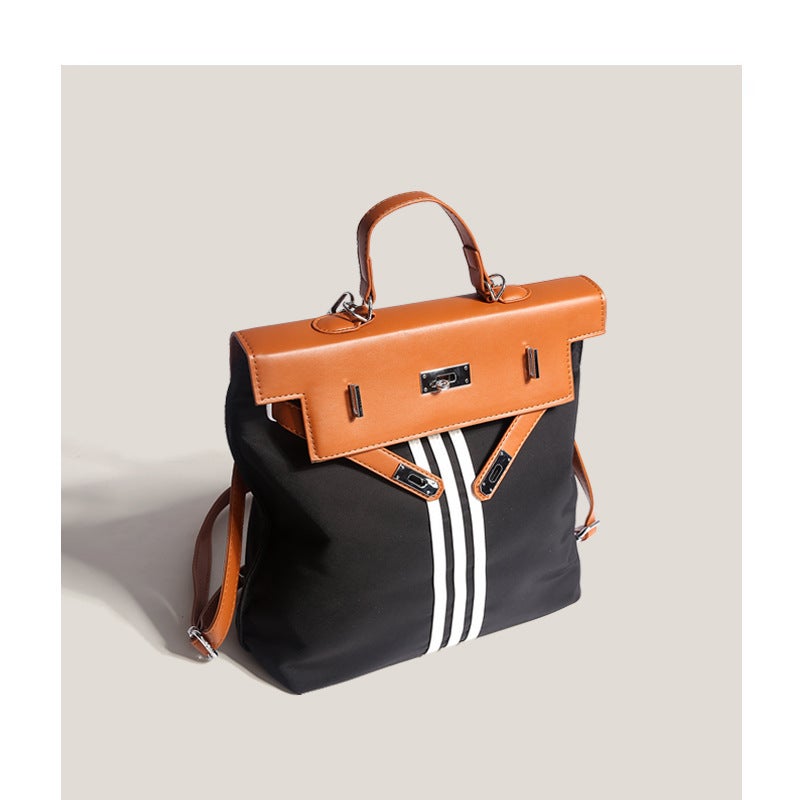 Portable Stitching Kelly Bag Fashion Contrast Color Schoolbag Female Student Class Backpack Travel Backpack Shoulder Messenger Bag - Image 3