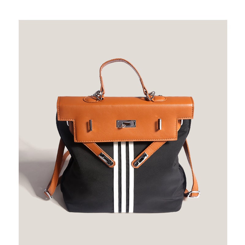 Portable Stitching Kelly Bag Fashion Contrast Color Schoolbag Female Student Class Backpack Travel Backpack Shoulder Messenger Bag - Image 4
