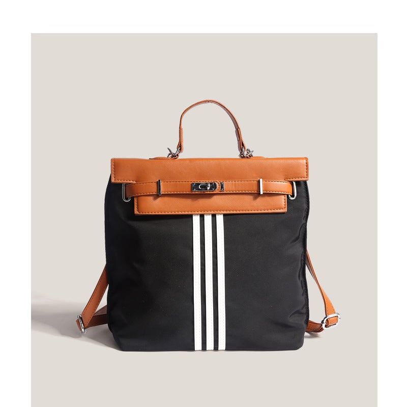 Portable Stitching Kelly Bag Fashion Contrast Color Schoolbag Female Student Class Backpack Travel Backpack Shoulder Messenger Bag - Image 1