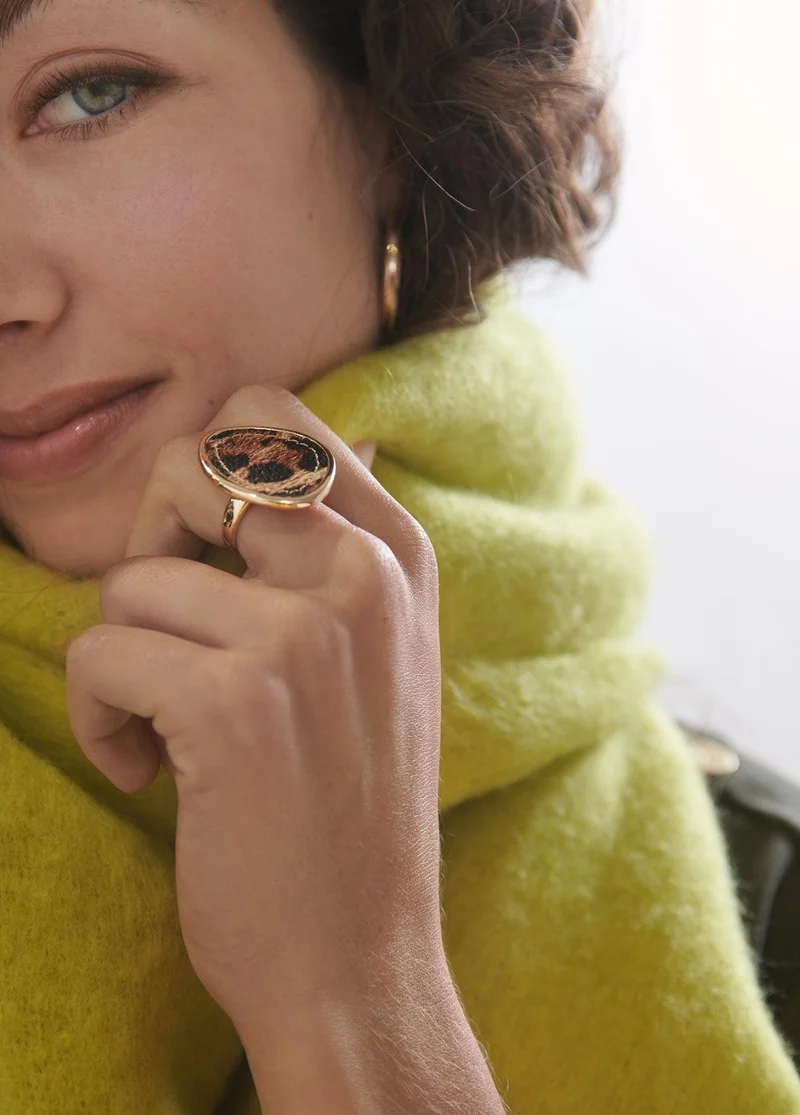 Lola Casademunt Gold Ring With Faux Leather
