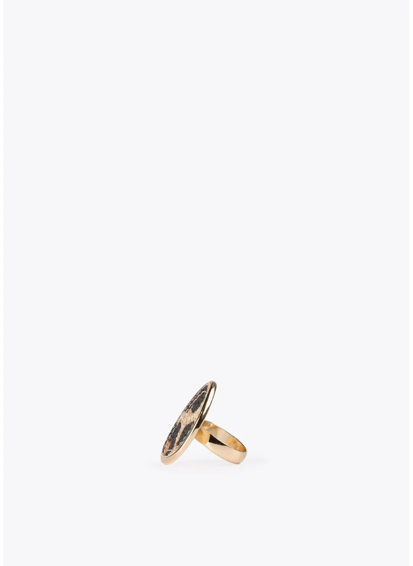 Lola Casademunt Gold Ring With Faux Leather