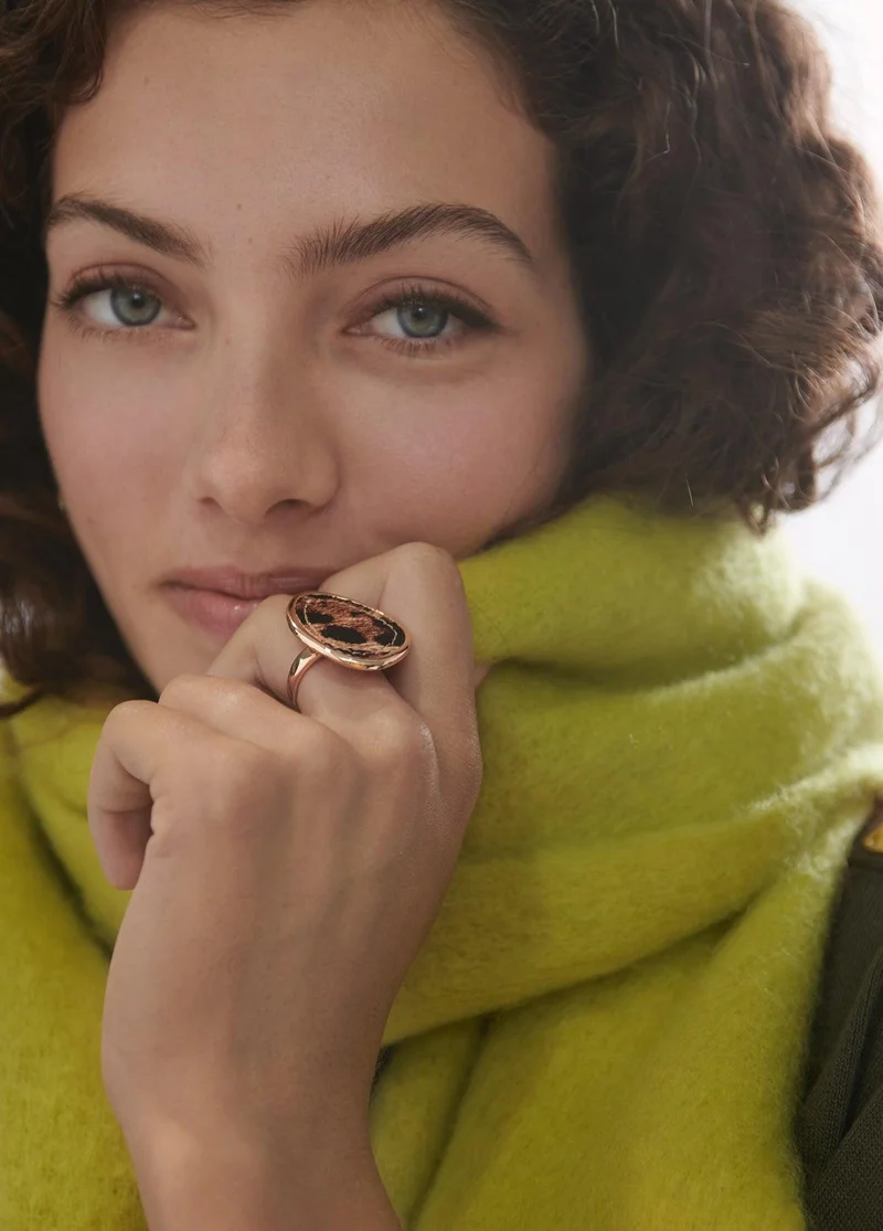 Lola Casademunt Gold Ring With Faux Leather