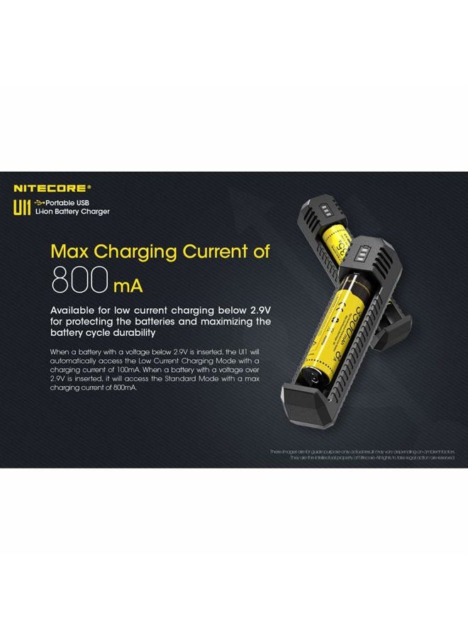 NITECORE UI1 Single-Slot Intelligent Lithium-ion Battery USB Charger for 18650, 18350, 20700, 21700, 16340, 14500 and More,and LumenTac Battery Organizer - Image 3