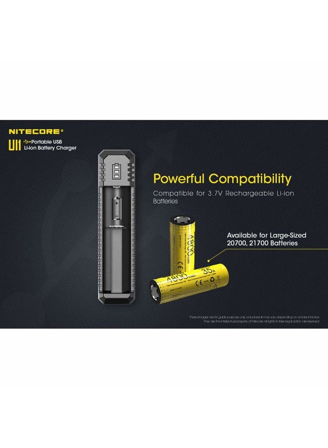 NITECORE UI1 Single-Slot Intelligent Lithium-ion Battery USB Charger for 18650, 18350, 20700, 21700, 16340, 14500 and More,and LumenTac Battery Organizer - Image 4