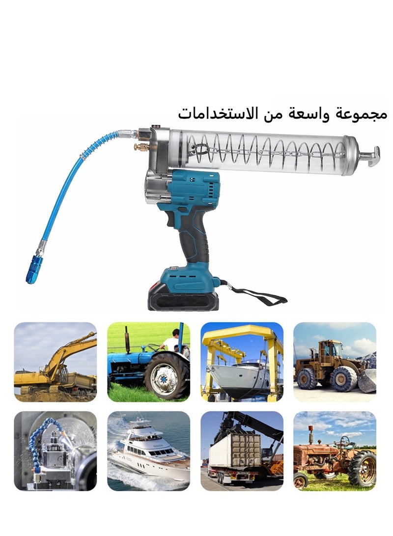 جيرزون طقم مسدس شحم كهربائي، مسدس شحم يعمل بالبطارية بقوة 12000 رطل/بوصة مربعة، مسدس شحم لاسلكي مع بطاريتين وشاحن - اللون أزرق - Image 3