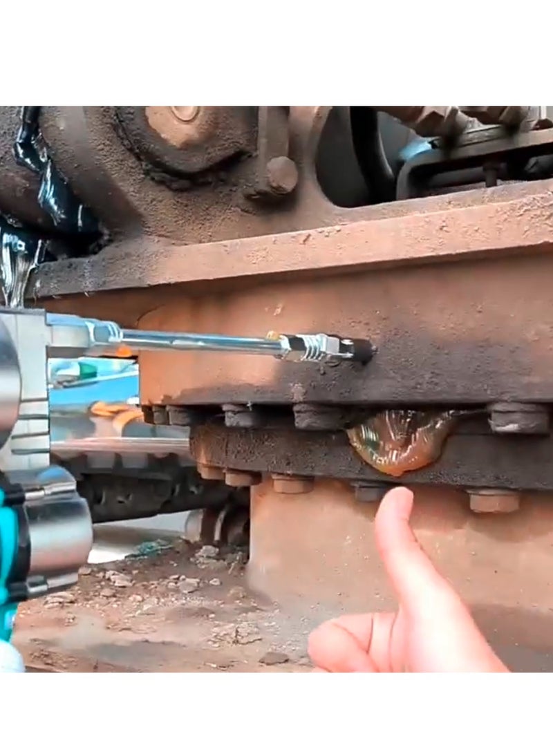 جيرزون طقم مسدس شحم كهربائي، مسدس شحم يعمل بالبطارية بقوة 12000 رطل/بوصة مربعة، مسدس شحم لاسلكي مع بطاريتين وشاحن - اللون أزرق - Image 4