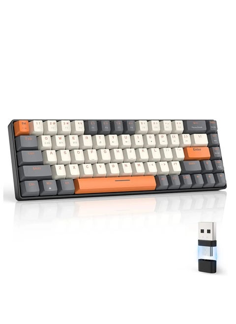 K68 Wireless Mechanical Keyboard Bluetooth Dual Mode Hot-Swappable Mini 68-Key Red Switch for PC PS4 Xbox iPhone iPad