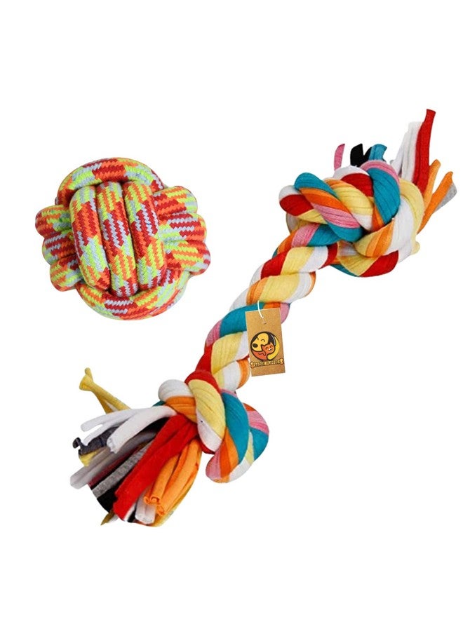 مجموعة ألعاب مضغ حبل قطني للكلاب للجراء والكلاب الصغيرة - (حبل مكون من عقدتين + كرة قطنية) مجموعة هدايا لعبة حبلية غير سامة قابلة للغسل لتدريب الجراء على التسنين واللعب والمضغ - Image 1