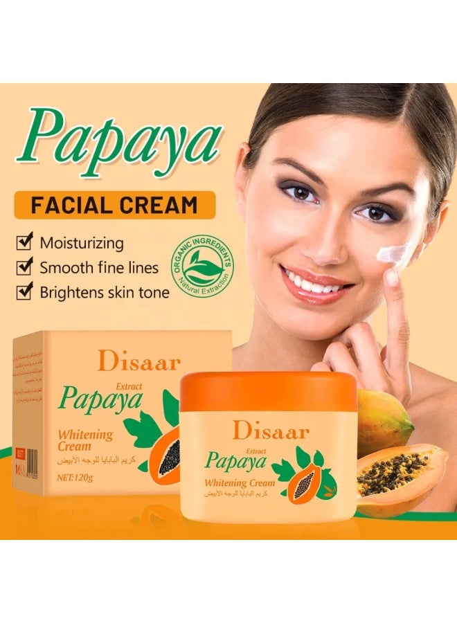 Disaar كريم تبييض البابايا 120 جرام مع فيتامين E ومستخلص البابايا لتغذية عميقة وتفتيح البشرة كريم العناية بالبشرة كريم تبييض البابايا مرطب ومضيء وناعم للوجه - Image 2