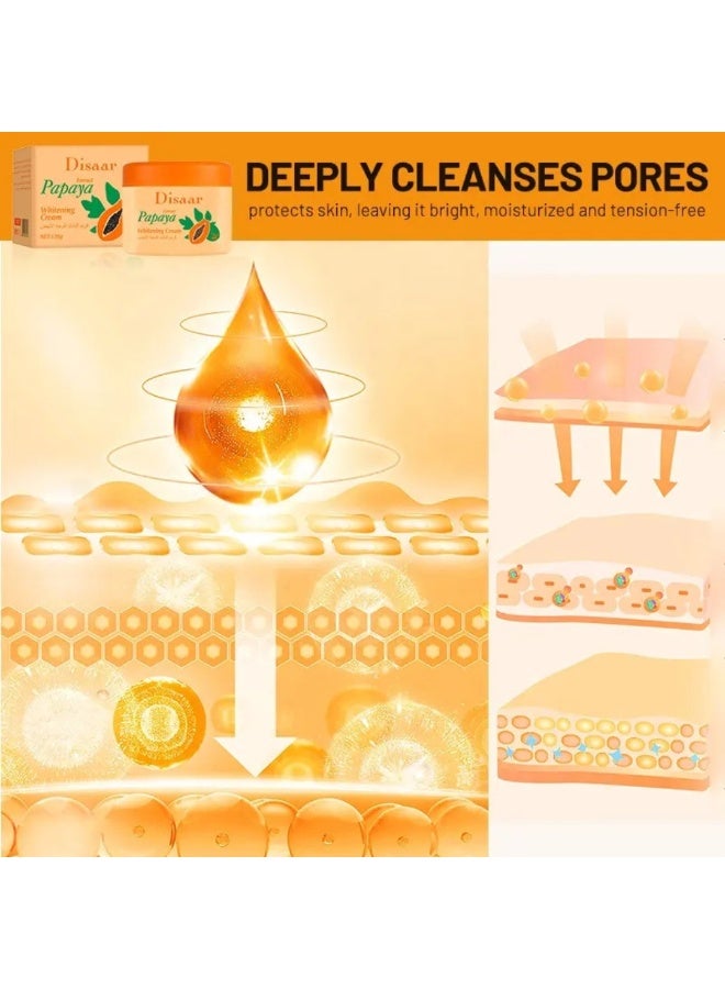 Disaar كريم تبييض البابايا 120 جرام مع فيتامين E ومستخلص البابايا لتغذية عميقة وتفتيح البشرة كريم العناية بالبشرة كريم تبييض البابايا مرطب ومضيء وناعم للوجه - Image 4