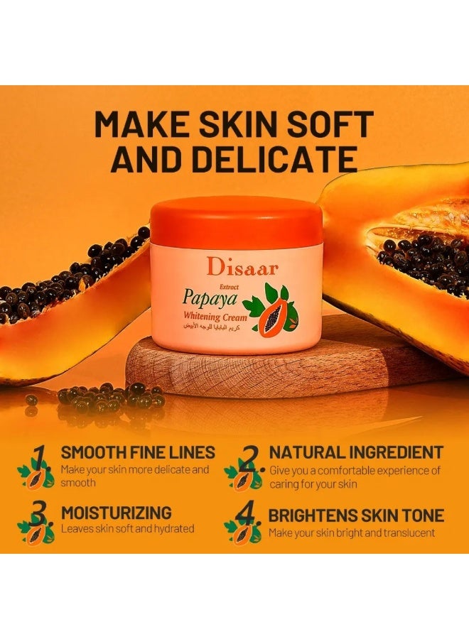 Disaar كريم تبييض البابايا 120 جرام مع فيتامين E ومستخلص البابايا لتغذية عميقة وتفتيح البشرة كريم العناية بالبشرة كريم تبييض البابايا مرطب ومضيء وناعم للوجه - Image 3