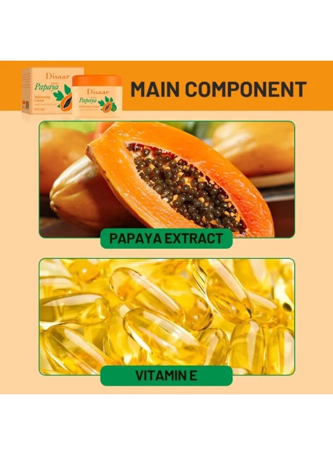 Disaar كريم تبييض البابايا 120 جرام مع فيتامين E ومستخلص البابايا لتغذية عميقة وتفتيح البشرة كريم العناية بالبشرة كريم تبييض البابايا مرطب ومضيء وناعم للوجه - Image 5