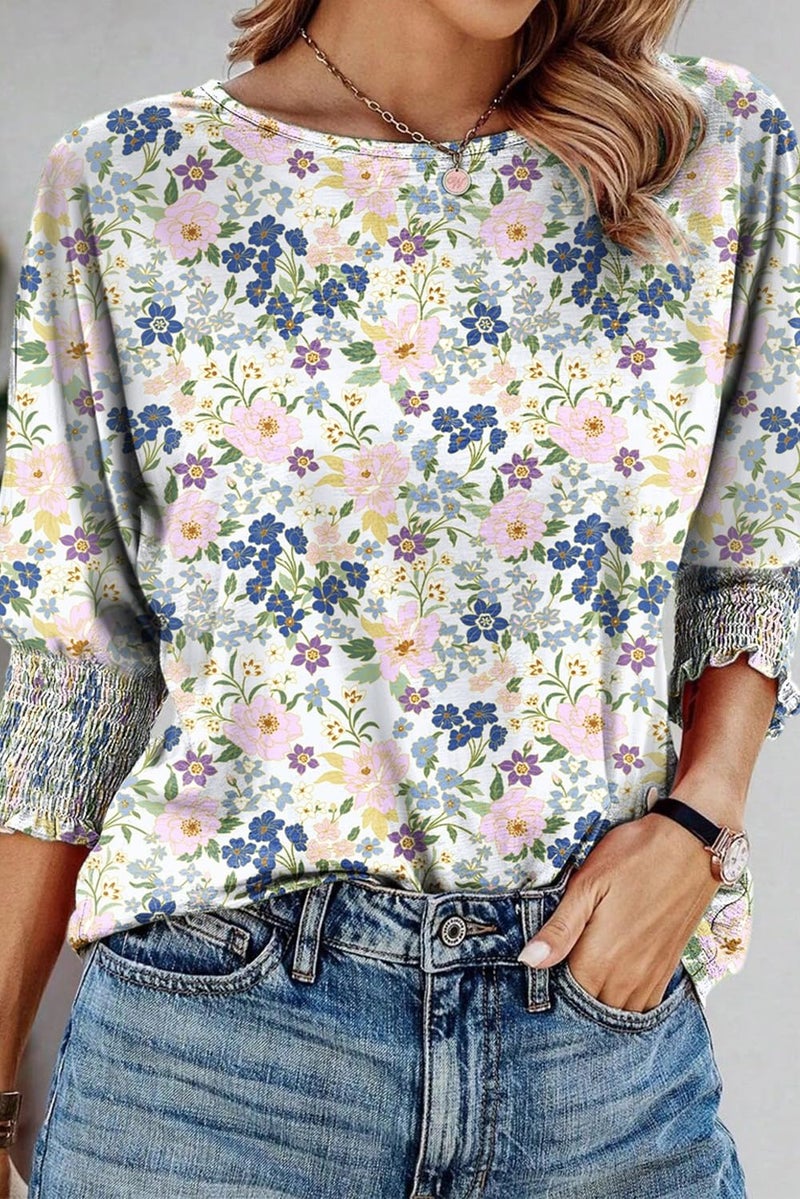 Dokotoo Women's Clothing Trendy Tops for Women 2026 Spring Spring Summer Fashion Outfits 3/4 Sleeve Tshirts Shirts Women Blouses Floral Boho Womens Tops Casual Clothes Graphic Tees - Image 2