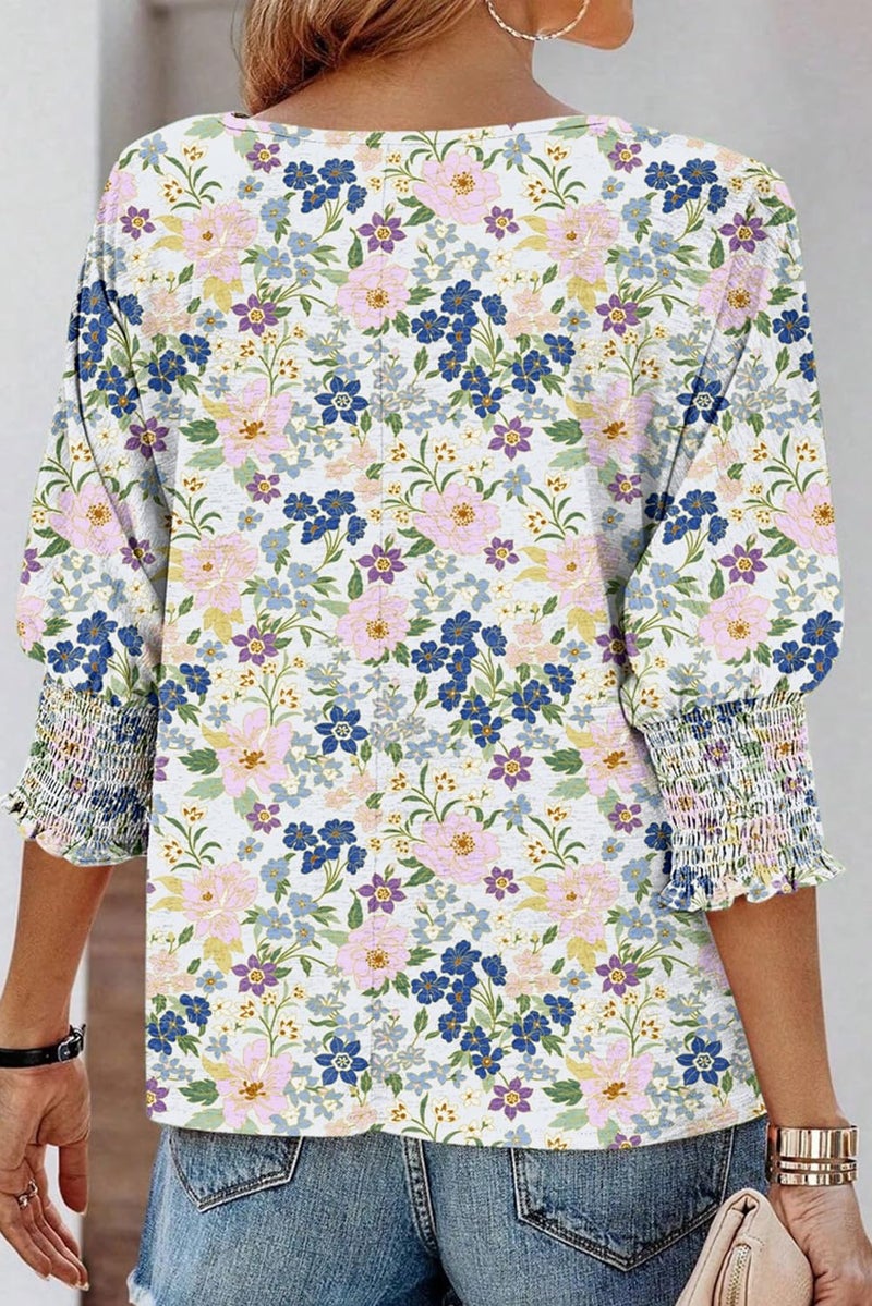 Dokotoo Women's Clothing Trendy Tops for Women 2026 Spring Spring Summer Fashion Outfits 3/4 Sleeve Tshirts Shirts Women Blouses Floral Boho Womens Tops Casual Clothes Graphic Tees - Image 3
