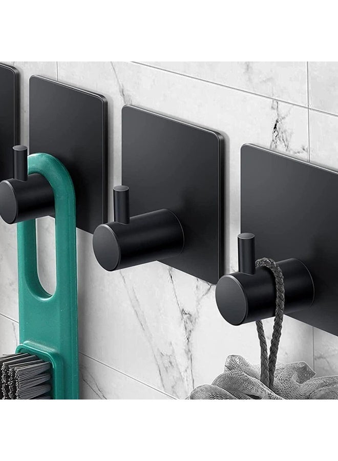 ECVV Towel Hooks for Bathrooms, Heavy Duty Bath Robe Hook for Hanging Coat Hat Towel, Strong Self-Adhesive Shower Hook Black Pack of 2 Pcs Black - Image 1