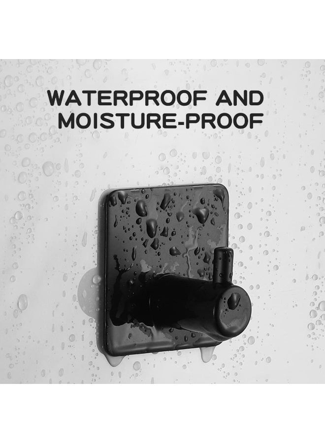 ECVV Towel Hooks for Bathrooms, Heavy Duty Bath Robe Hook for Hanging Coat Hat Towel, Strong Self-Adhesive Shower Hook Black Pack of 2 Pcs Black - Image 3